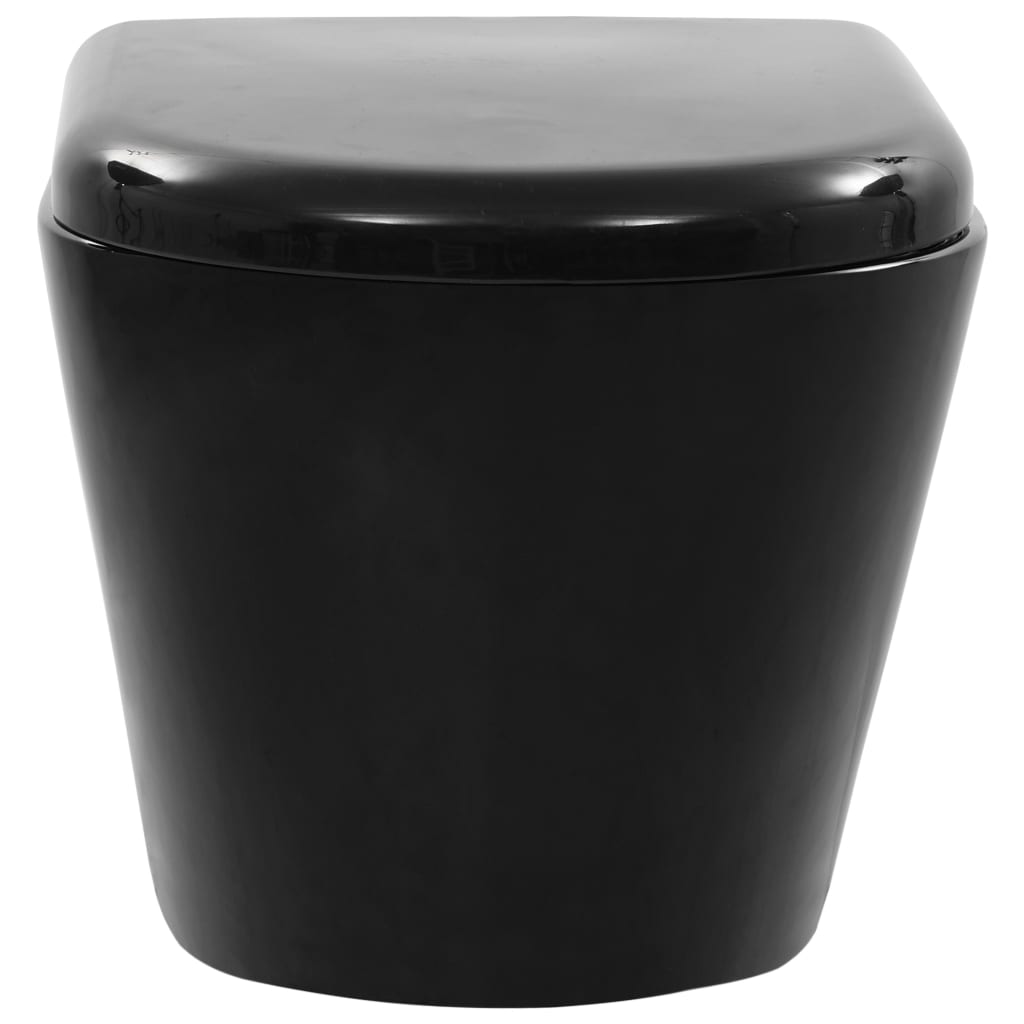 vidaXL Wall Hung Toilet with Concealed Cistern Ceramic Black