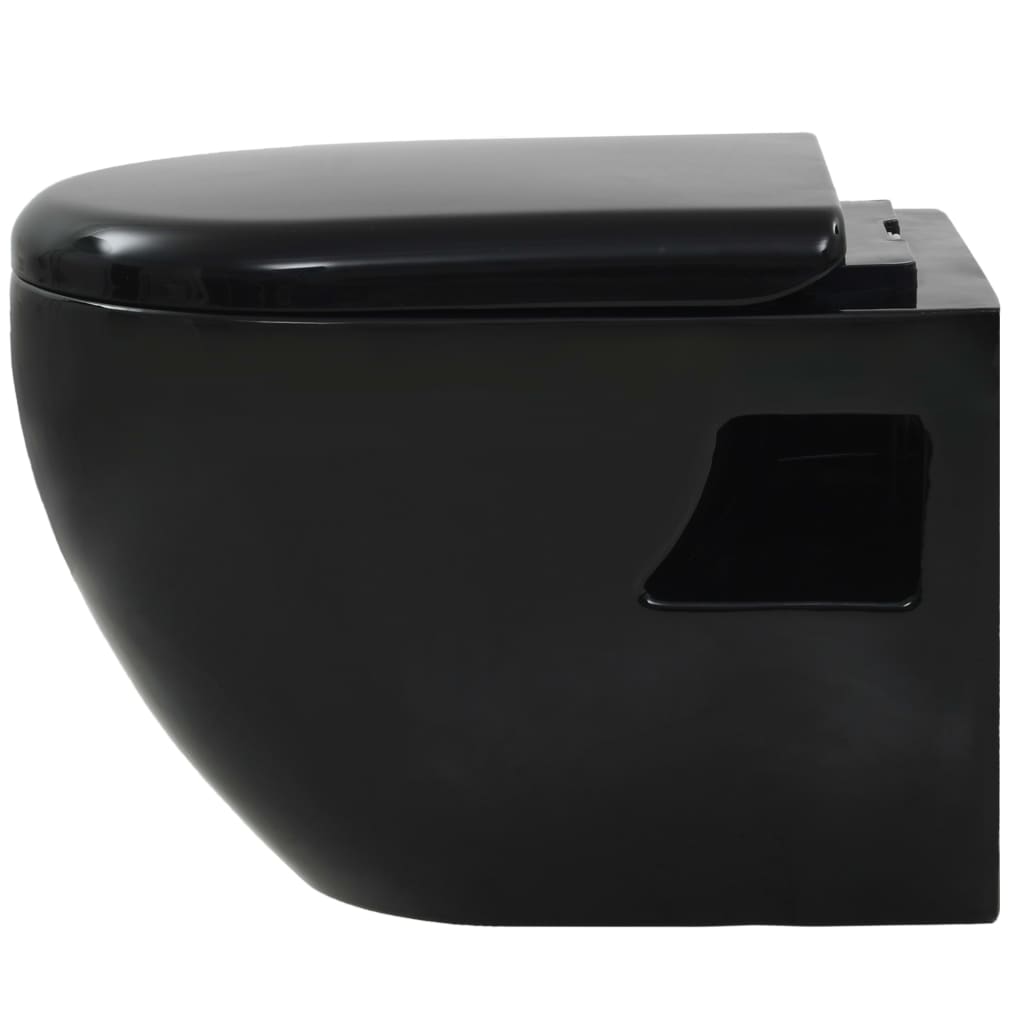 vidaXL Wall-Hung Toilet with Concealed Cistern Ceramic Black