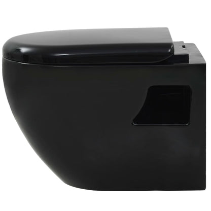 vidaXL Wall-Hung Toilet with Concealed Cistern Ceramic Black