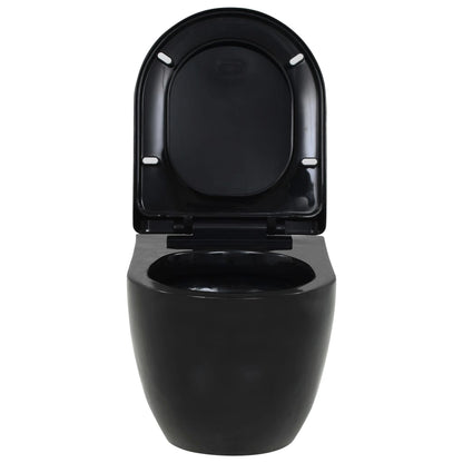 vidaXL Wall-Hung Toilet with Concealed Cistern Ceramic Black