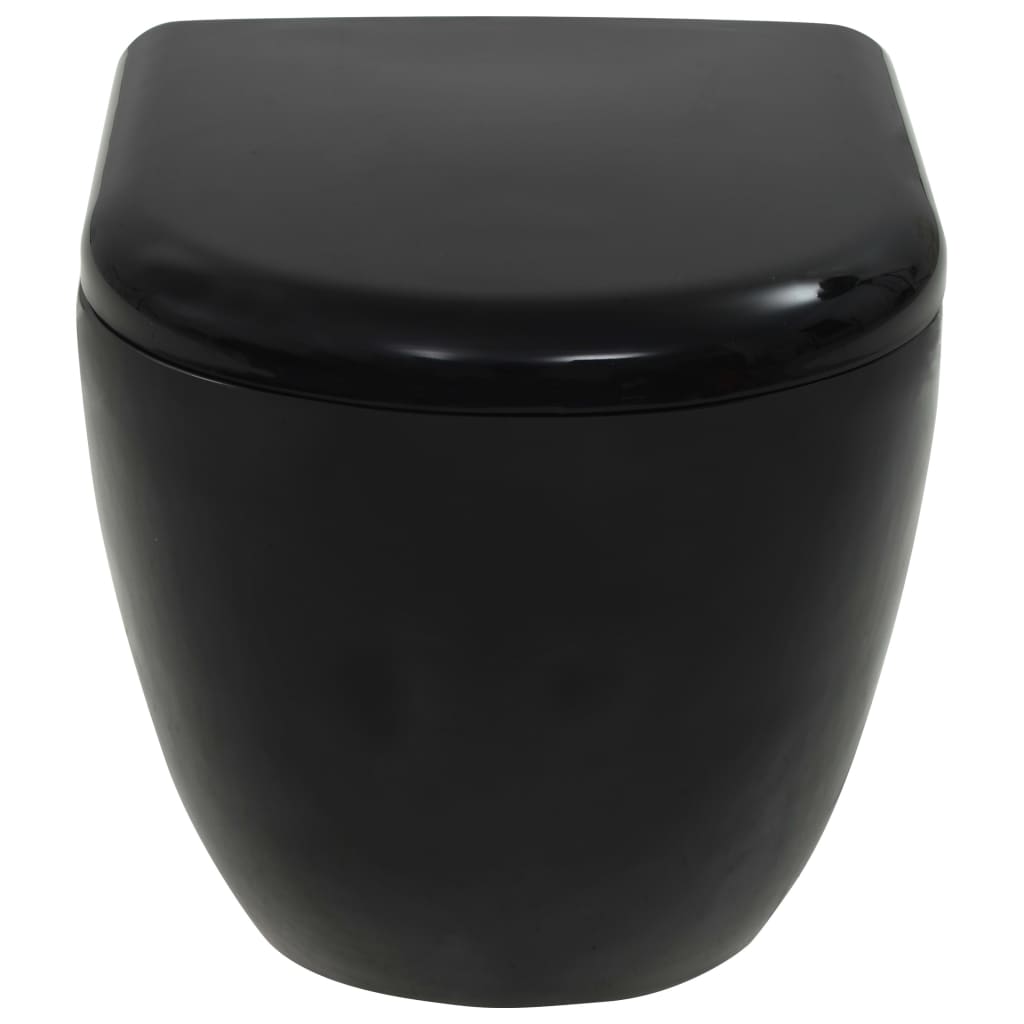vidaXL Wall-Hung Toilet with Concealed Cistern Ceramic Black