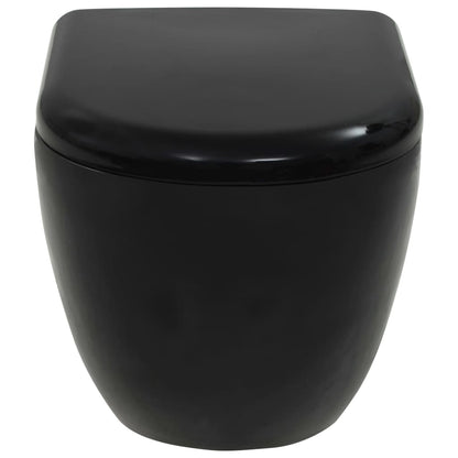 vidaXL Wall-Hung Toilet with Concealed Cistern Ceramic Black