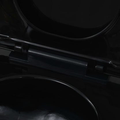 vidaXL Wall-Hung Toilet with Concealed Cistern Ceramic Black