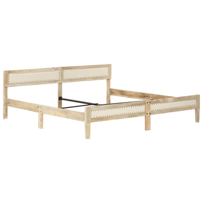 vidaXL Bed Frame | Natural wood | Solid mango wood, cotton | Double | Hardwood