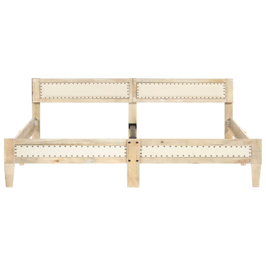 vidaXL Bed Frame | Natural wood | Solid mango wood, cotton | Double | Hardwood