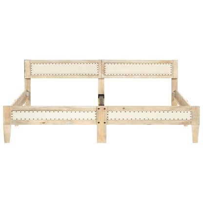 vidaXL Bed Frame | Natural wood | Solid mango wood, cotton | Double | Hardwood