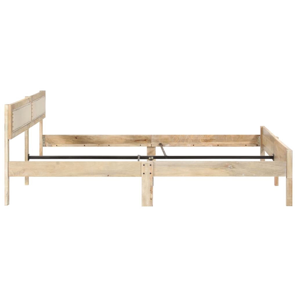 vidaXL Bed Frame | Natural wood | Solid mango wood, cotton | Double | Hardwood