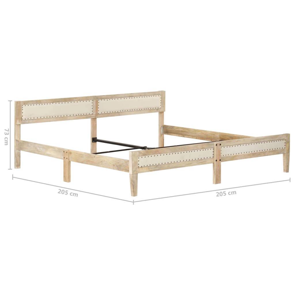 vidaXL Bed Frame | Natural wood | Solid mango wood, cotton | Double | Hardwood