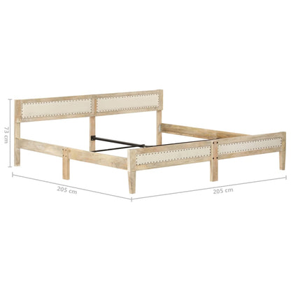 vidaXL Bed Frame | Natural wood | Solid mango wood, cotton | Double | Hardwood