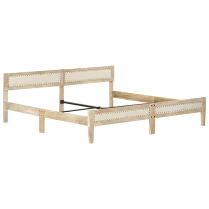 vidaXL Bed Frame | Natural wood | Solid mango wood, cotton | Double | Hardwood