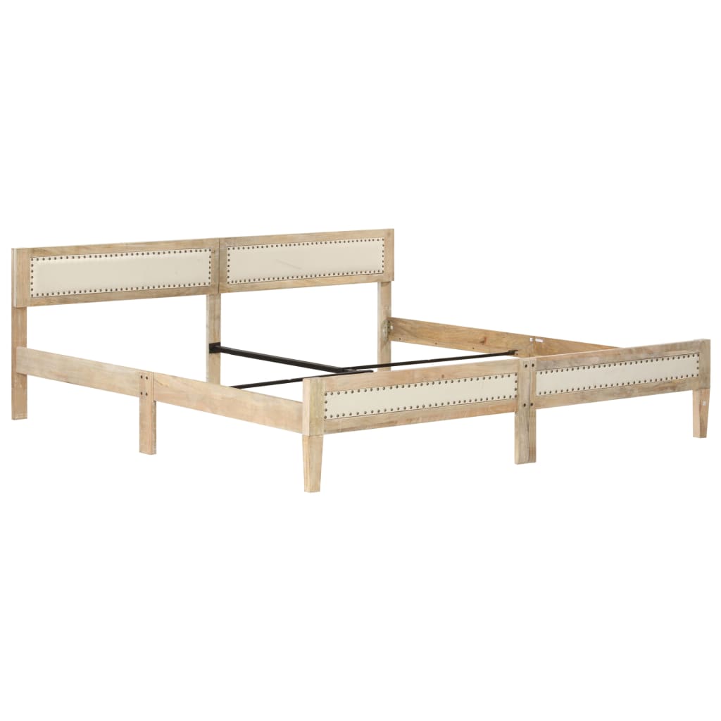 vidaXL Bed Frame | Natural wood | Solid mango wood, cotton | Double | Hardwood