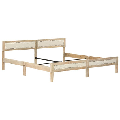 vidaXL Bed Frame | Natural wood | Solid mango wood, cotton | Double | Hardwood