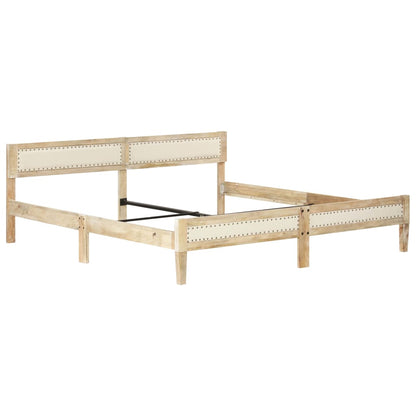 vidaXL Bed Frame | Natural wood | Solid mango wood, cotton | Double | Hardwood
