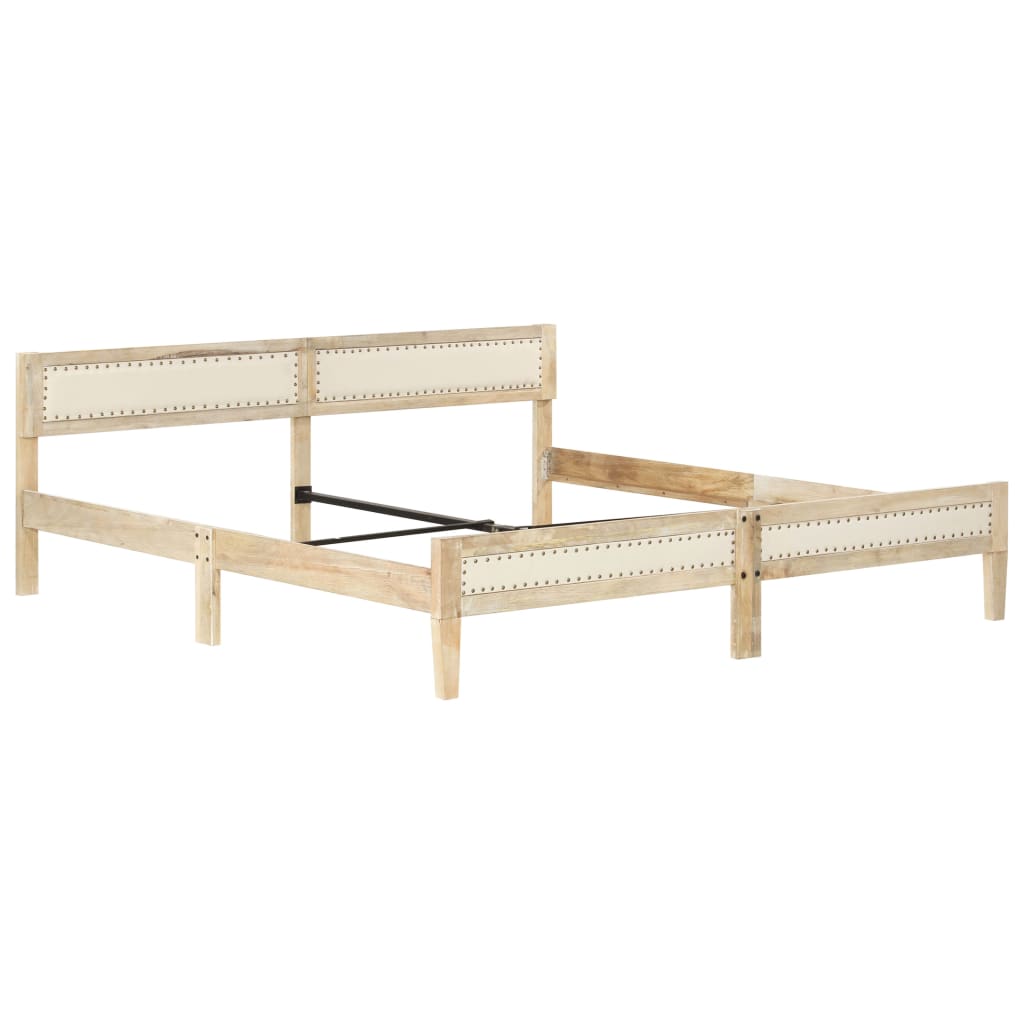 vidaXL Bed Frame | Natural wood | Solid mango wood, cotton | Double | Hardwood