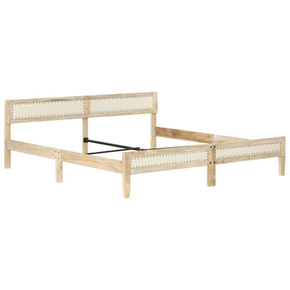 vidaXL Bed Frame | Natural wood | Solid mango wood, cotton | Double | Hardwood
