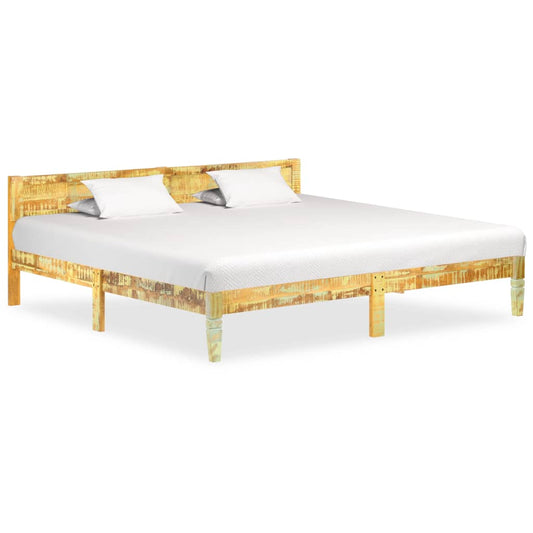 vidaXL Bed Frame | Reclaimed Wood Colour | Solid reclaimed wood, steel | Double