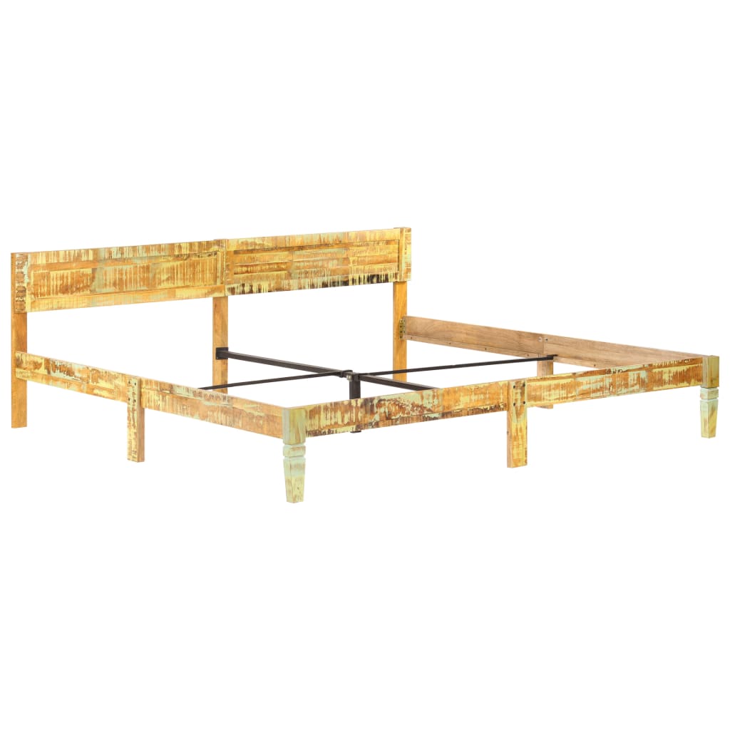 vidaXL Bed Frame | Reclaimed Wood Colour | Solid reclaimed wood, steel | Double