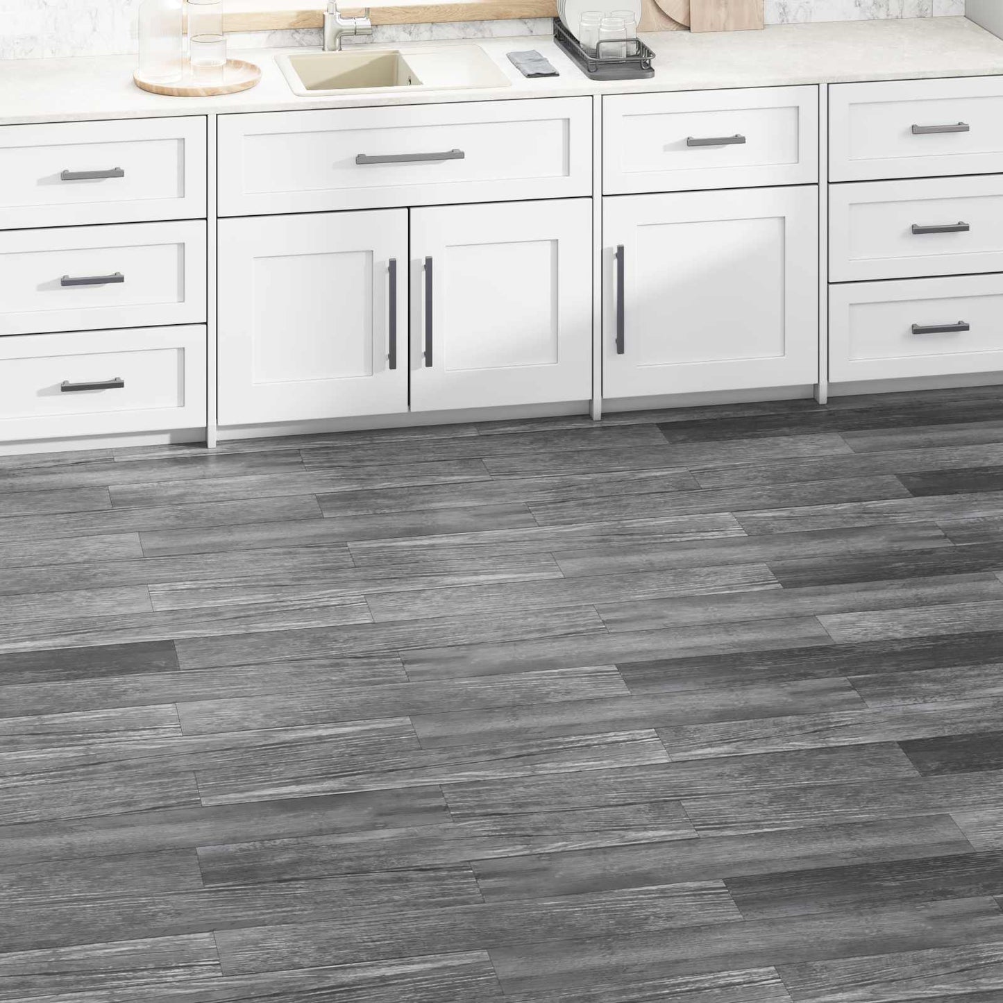 vidaXL Flooring Planks 36 pcs Shiny Grey 5.02 m² PVC