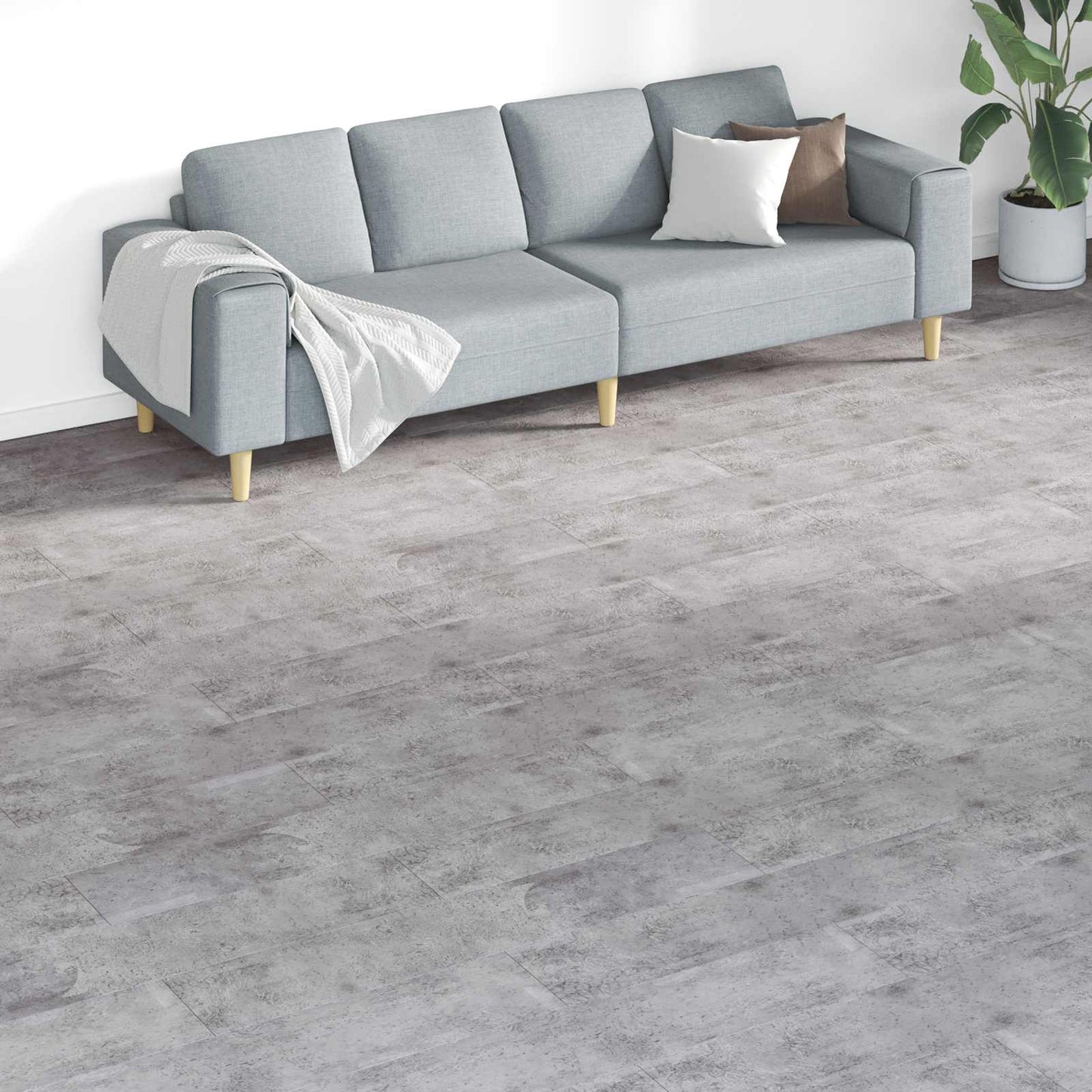 vidaXL Flooring Planks 18 pcs Cement Brown 5.26 m² PVC