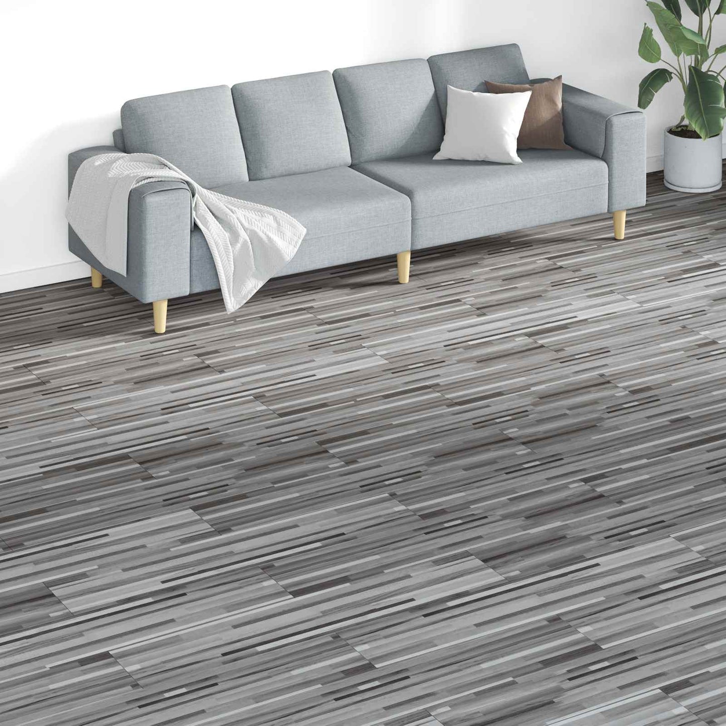 vidaXL Flooring Planks 18 pcs Grey 5.26 m² PVC