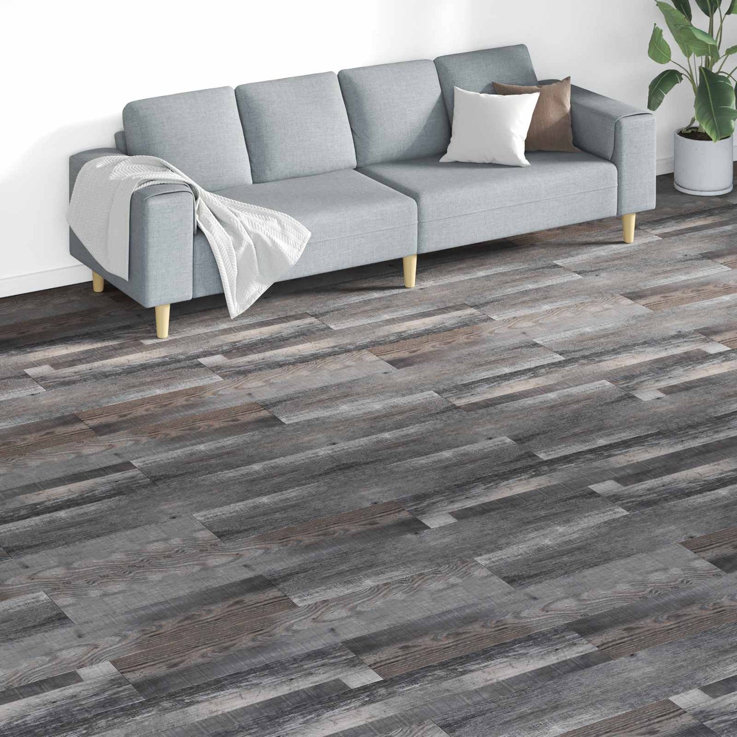 vidaXL Flooring Planks 18 pcs Grey 5.26 m² PVC
