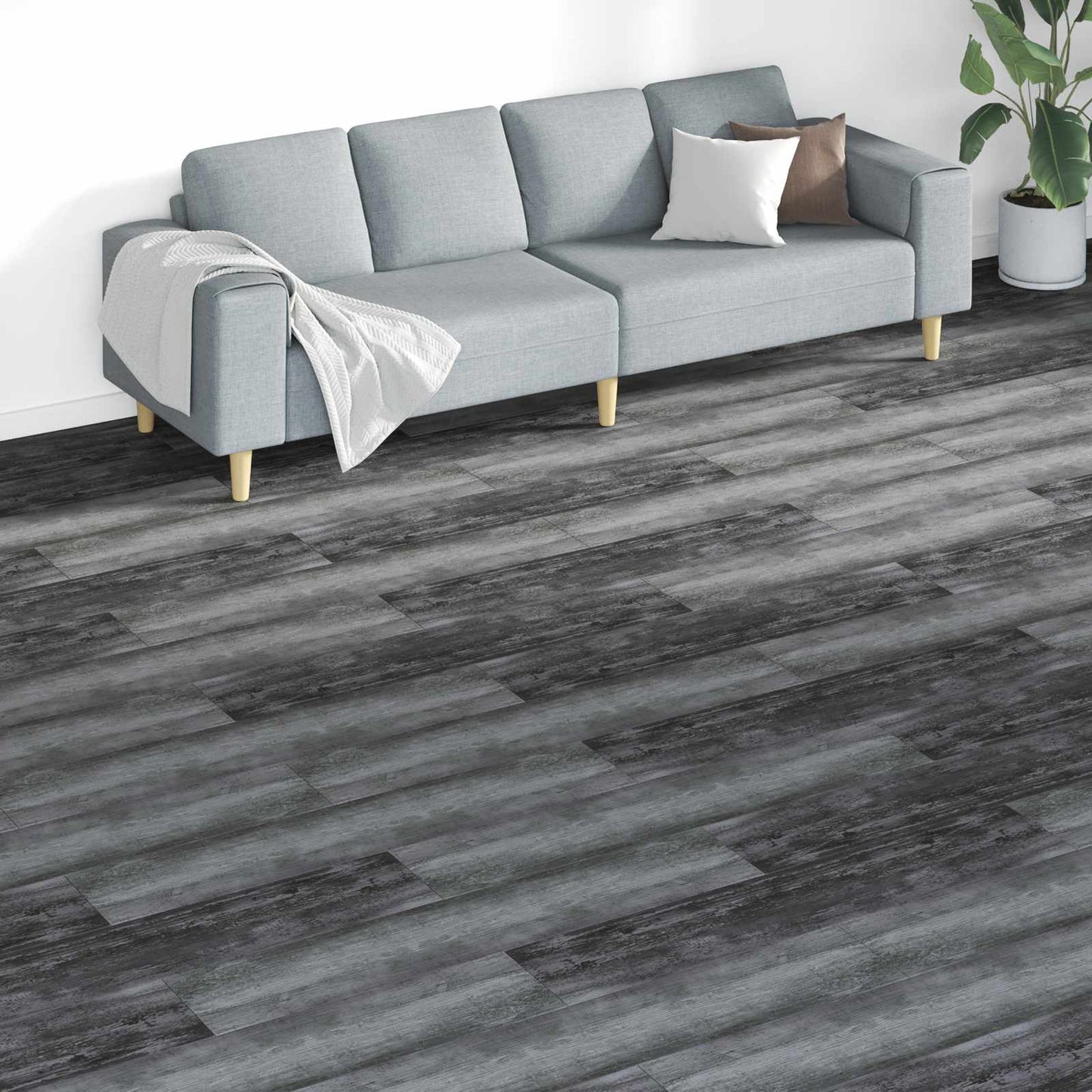 vidaXL Flooring Planks 18 pcs Grey 5.26 m² PVC