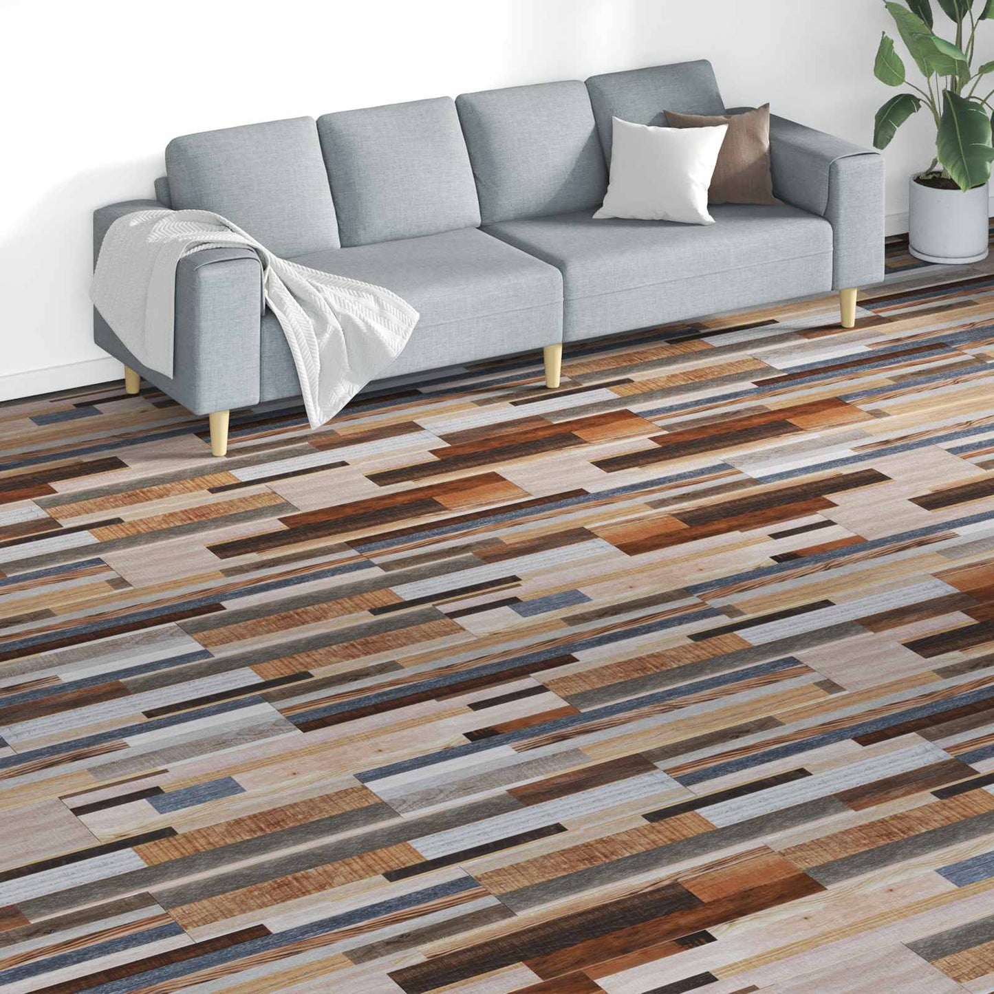 vidaXL Flooring Planks 18 pcs Multicolour 5.26 m² PVC