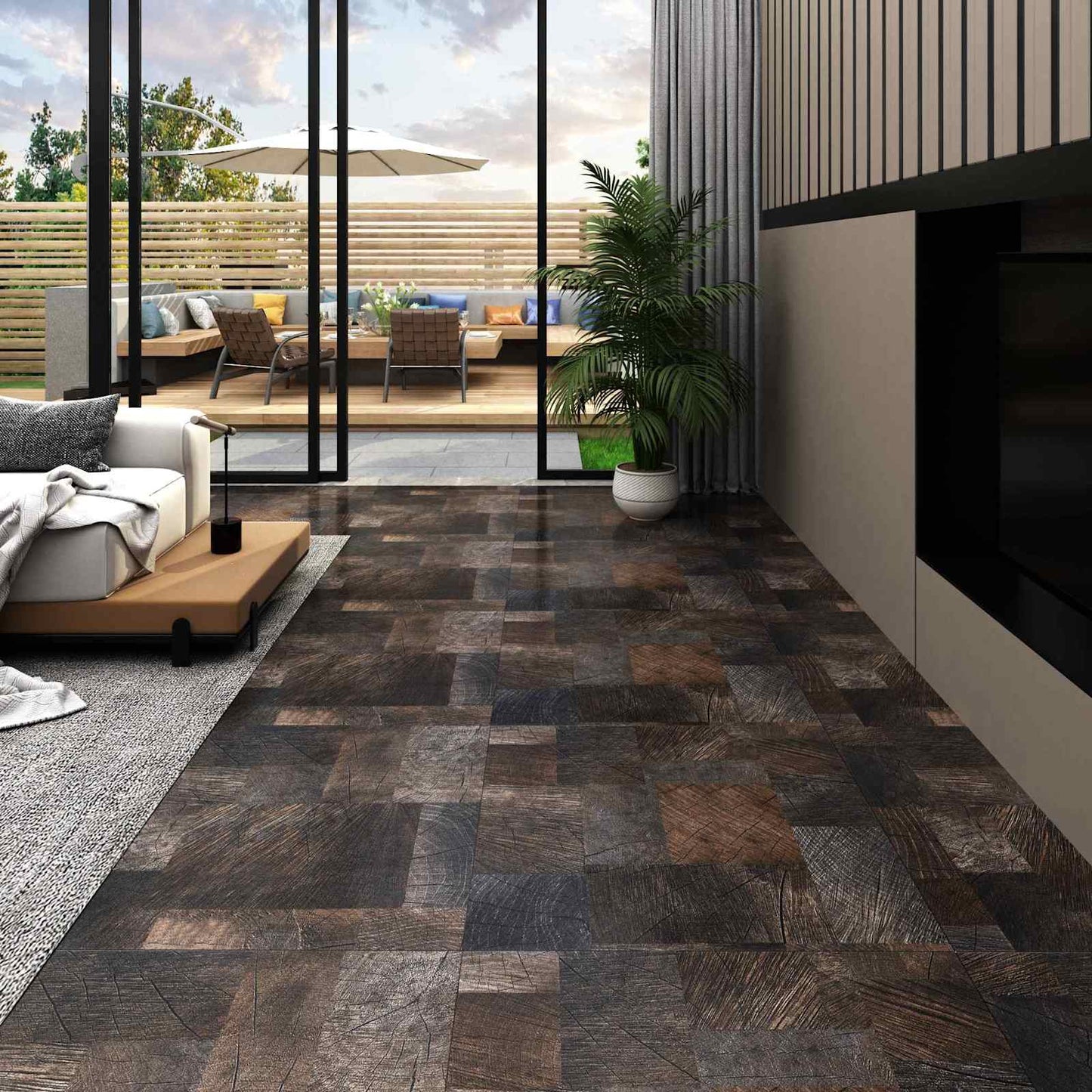 vidaXL Flooring Planks 5.11 m² 55 pcs PVC Wood structure brown
