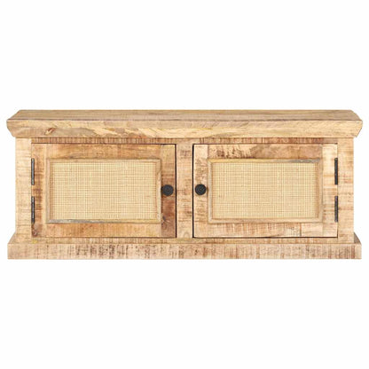 289089 vidaXL Coffee Table 90x50x35 cm Solid Mango Wood and Natural Cane