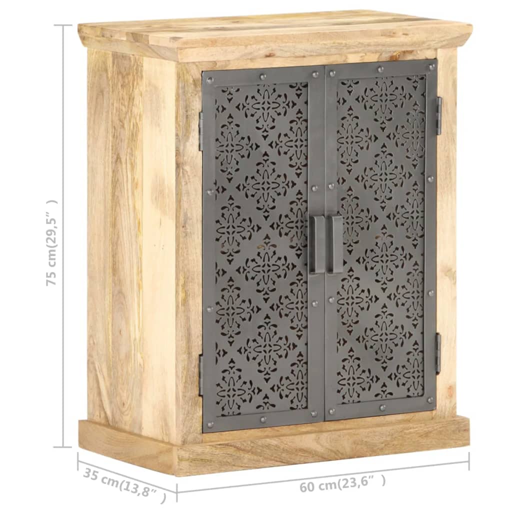 vidaXL Sideboard with Steel Doors 60x35x75 cm Solid Mango Wood