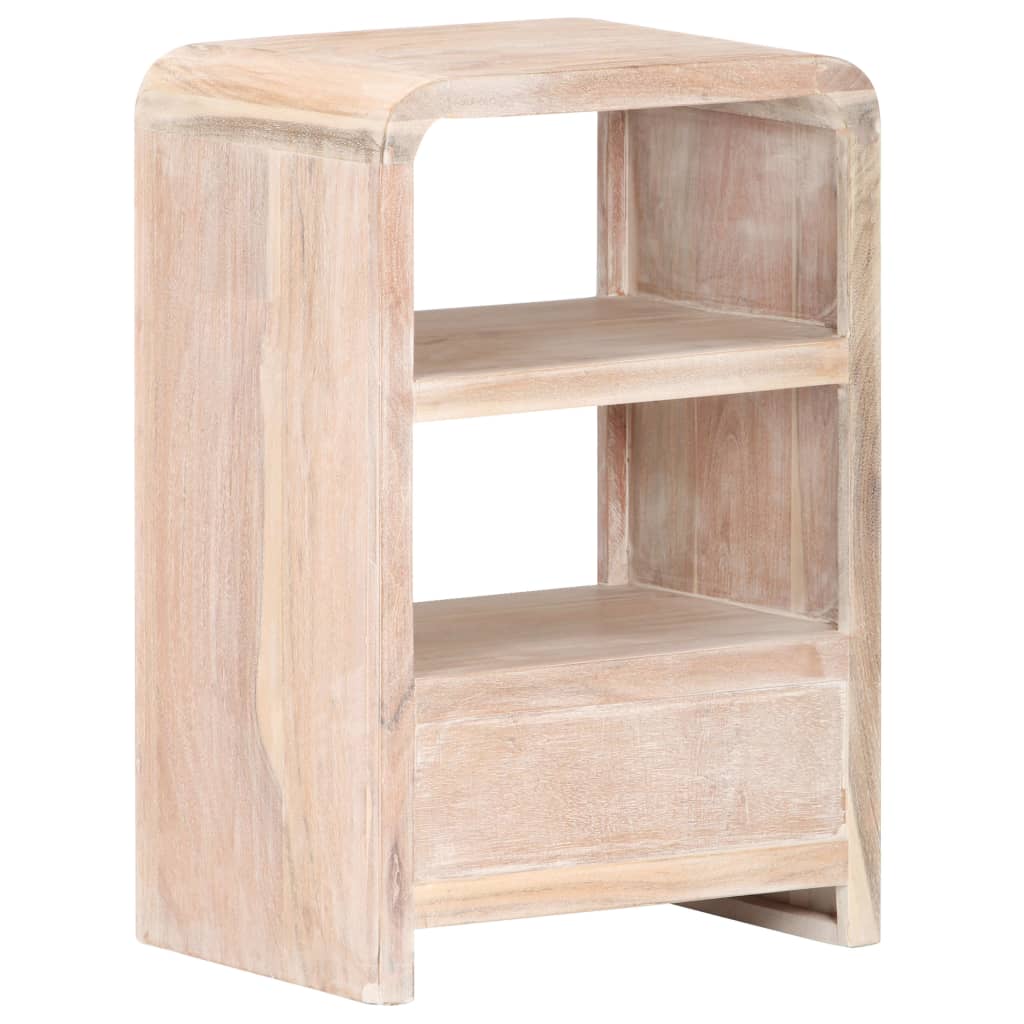 vidaXL Bedside Table | Whitewashed Acacia | Solid Acacia Wood | Medium