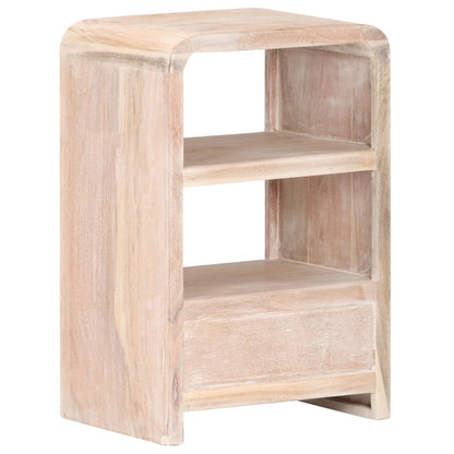 vidaXL Bedside Table | Whitewashed Acacia | Solid Acacia Wood | Medium