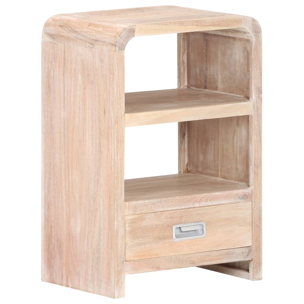 vidaXL Bedside Table | Whitewashed Acacia | Solid Acacia Wood | Medium