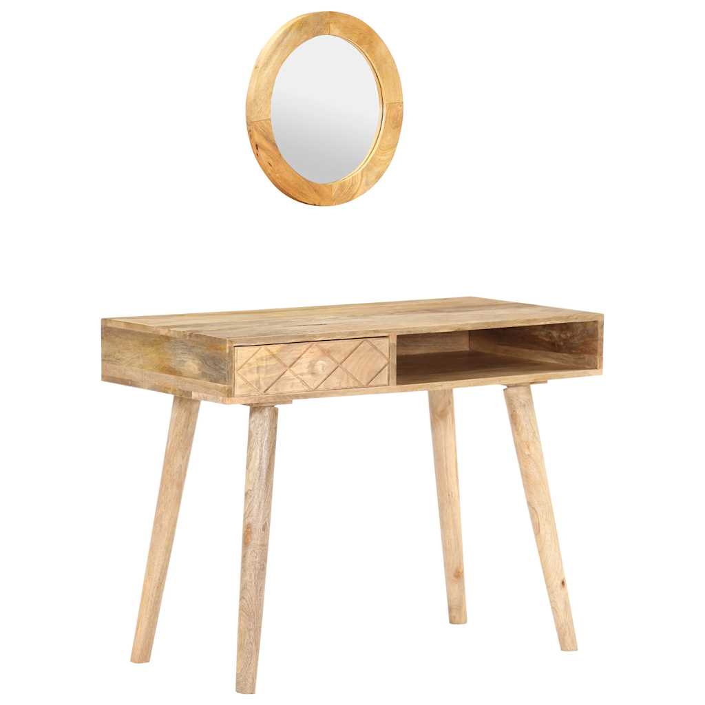 vidaXL Dressing Table | Natural Mango Wood | Solid Mango Wood | Medium