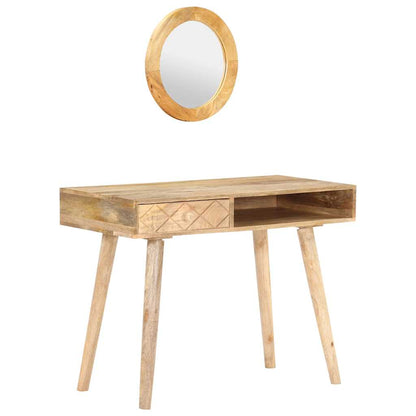 vidaXL Dressing Table | Natural Mango Wood | Solid Mango Wood | Medium