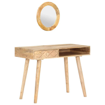 vidaXL Dressing Table | Natural Mango Wood | Solid Mango Wood | Medium
