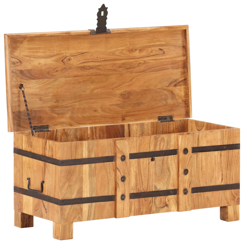 vidaXL Chest | Natural wood | Solid acacia wood and iron | Medium