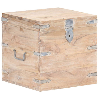 vidaXL Chest | White | Solid Acacia wood, Iron | 40x40x40 cm | Storage Chest