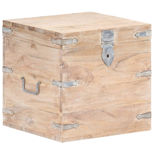 vidaXL Chest | White | Solid Acacia wood, Iron | 40x40x40 cm | Storage Chest