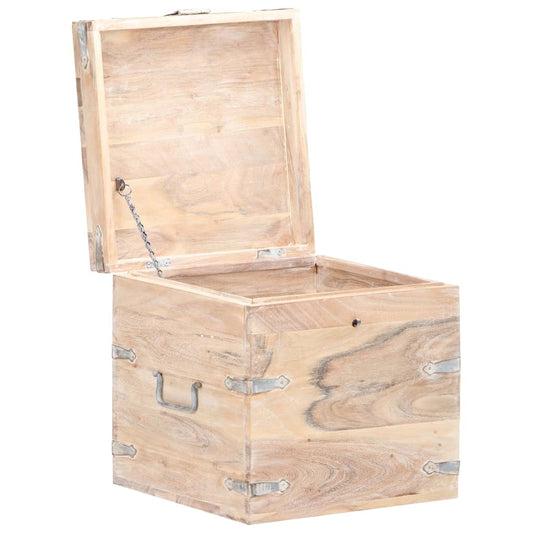 vidaXL Chest | White | Solid Acacia wood, Iron | 40x40x40 cm | Storage Chest
