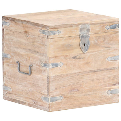 vidaXL Chest | White | Solid Acacia wood, Iron | 40x40x40 cm | Storage Chest
