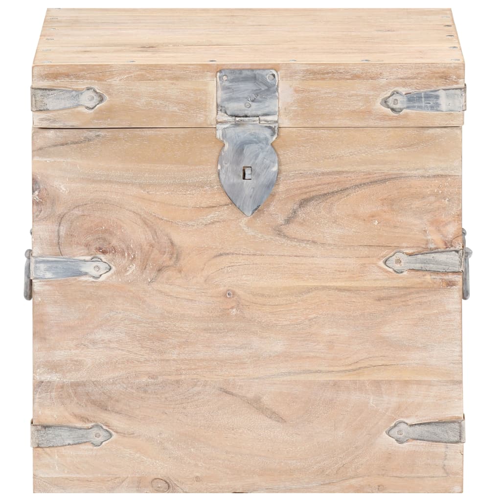 vidaXL Chest | White | Solid Acacia wood, Iron | 40x40x40 cm | Storage Chest