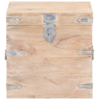 vidaXL Chest | White | Solid Acacia wood, Iron | 40x40x40 cm | Storage Chest
