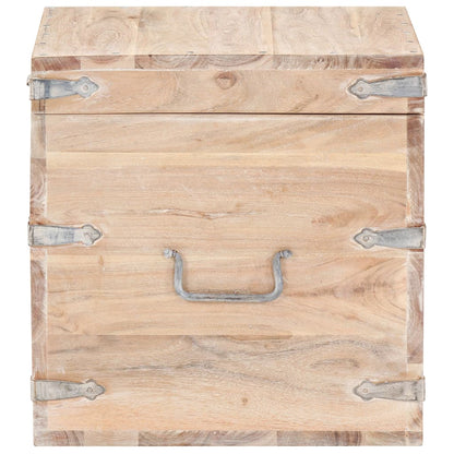 vidaXL Chest | White | Solid Acacia wood, Iron | 40x40x40 cm | Storage Chest