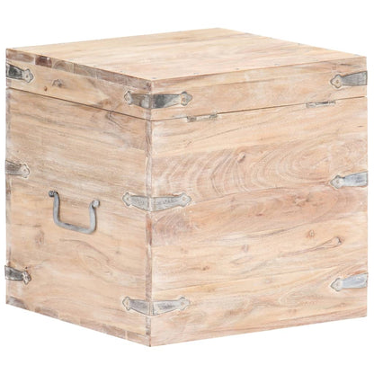 vidaXL Chest | White | Solid Acacia wood, Iron | 40x40x40 cm | Storage Chest