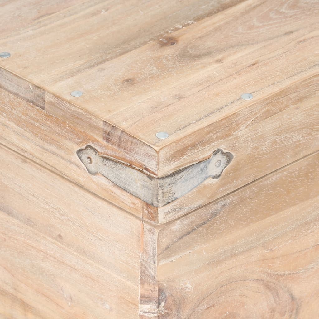 vidaXL Chest | White | Solid Acacia wood, Iron | 40x40x40 cm | Storage Chest