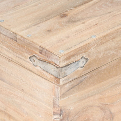 vidaXL Chest | White | Solid Acacia wood, Iron | 40x40x40 cm | Storage Chest