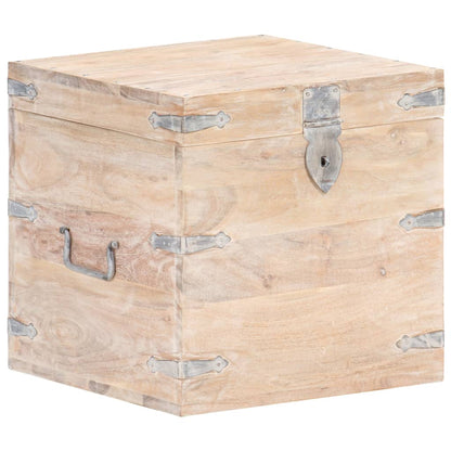 vidaXL Chest | White | Solid Acacia wood, Iron | 40x40x40 cm | Storage Chest