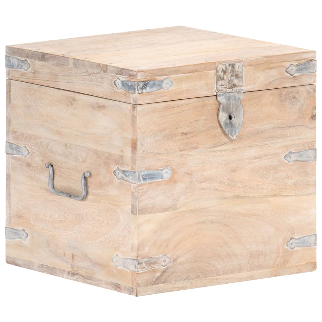 vidaXL Chest | White | Solid Acacia wood, Iron | 40x40x40 cm | Storage Chest