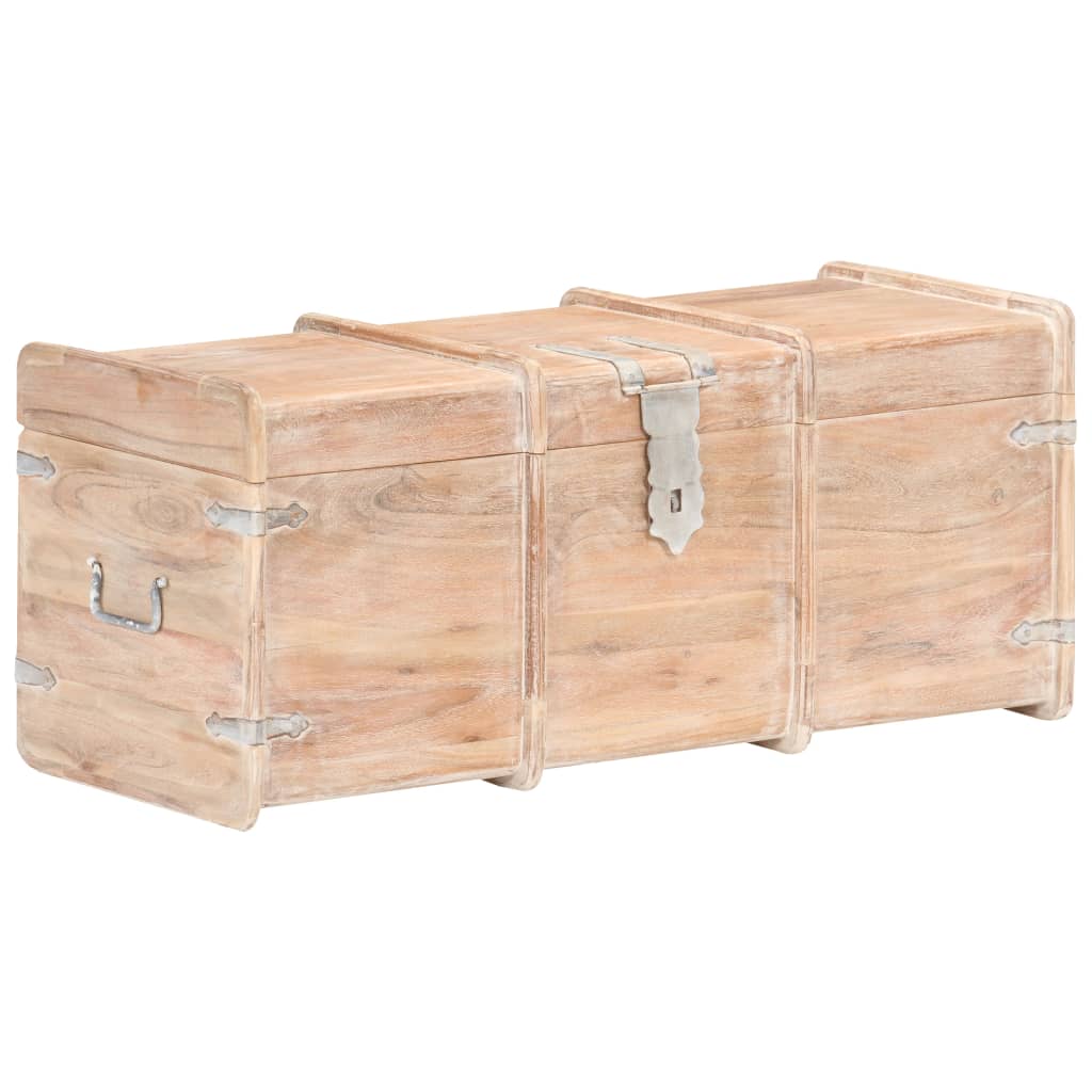 vidaXL Storage Chest | White finish | Solid acacia wood | 90 x 40 x 40 cm